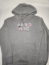AERO NYC Gray Hoodie with Floral Embroidery