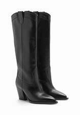 MANGO MNG Women`s $179 Leather Cowboy Boots B...