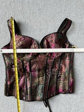 Kimring Brocade Corset Bustier Top 3XL Purple Pink Lace Up Boned Gothic Steampun