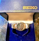 VTG SEIKO 6109-8029-P Automatic Men's Watch 17 Jewels Black Dial Day/Date WR