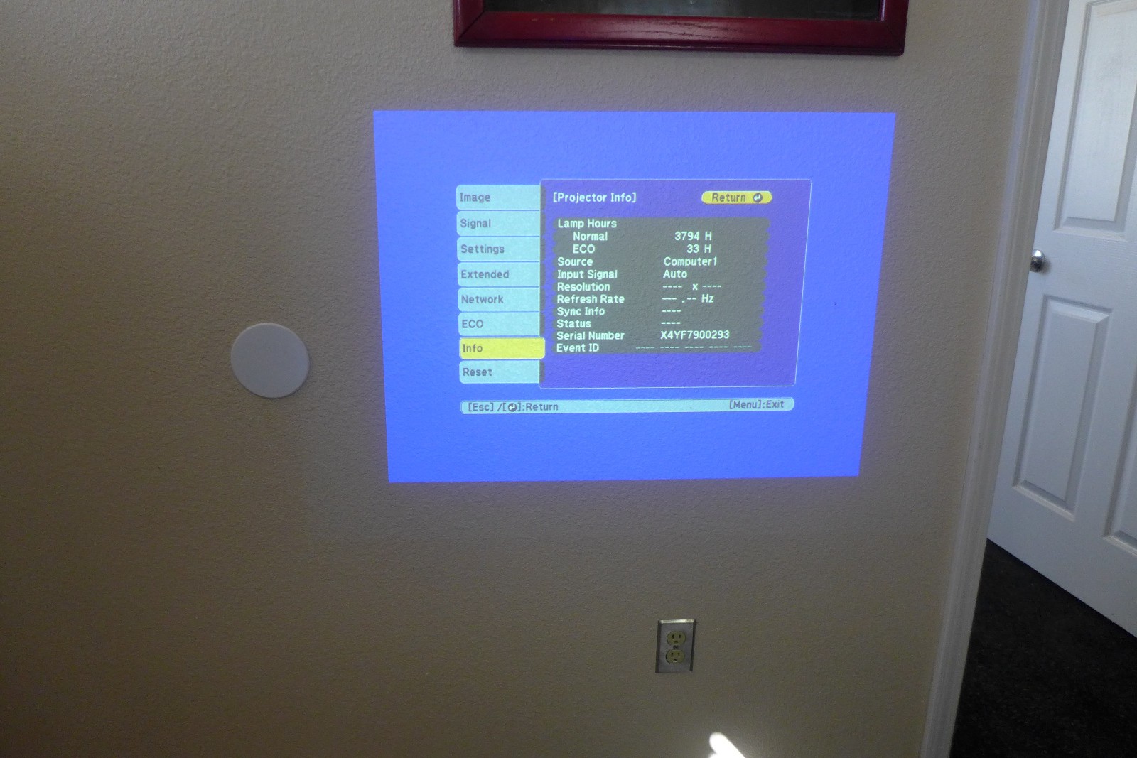 A3 EPSON POWERLITE S39 LCD PROJECTOR H854A E POWER CORD FREE SHIPPING