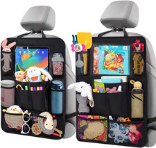 Backseat Car Organizer W/ 10 Storage Pockets 11" Tablet Holder, 2 PCS Black