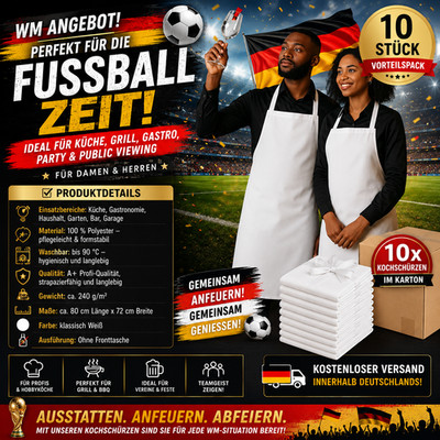 10x Profi Kochschürzen Weiß   Kochfest & Waschbeständig   Gastro Qualität