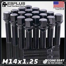 20 Bmw Lug Bolt M14x1.25 Black 60mm Fit 2007-18 X5 2008-19 X6 W 30-34 Spacer