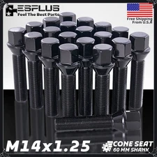 20 BMW Lug Bolt M14x1.25 Black 60mm Fit 2007-18 X5 & 2008-19 X6 W 30-34 Spacer