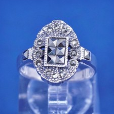 Size 6.5, vintage Sterling silver handmade ring, 925 band with marcasite