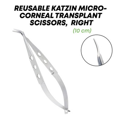 Katzin Micro Corneal Transplant Right Scissors Curved Ophthalmic Eye Instruments