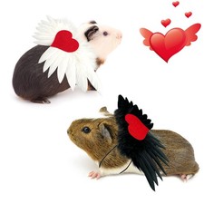 Vehomy 2Pcs Guinea Pig Valentine's Day Outfit - Angel Small, White, Black