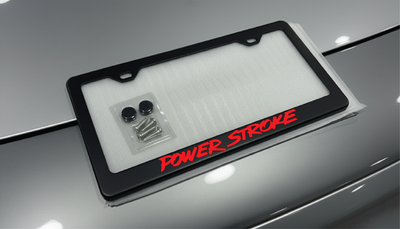 #ad Red PowerStroke License Plate Frame Black Metal Diesel Power Stroke $24.99