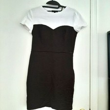 Express Fitted Tshirt Dress side zippered striped black  size small/p