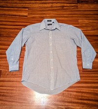 Vintage Christian Dior Monsieur Stripe Button Down Shirt Size 15 1/2, 33 M Blue