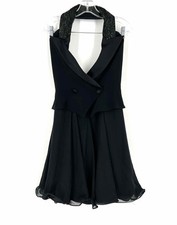 Niteline Size 4 Black Halter Beads Vintage Dress