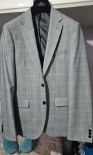 Moss London Grey Check Slim Fit 40R 2-Piece Suit Jacket & Trousers 32W