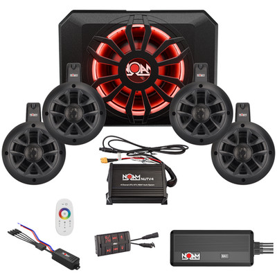 NOAM NUTV4-S QUAD UTV Marine Audio System, Subwoofer, Tower Speakers, Bluetooth