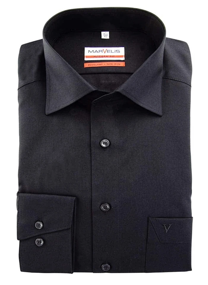 Marvelis Herren Businesshemd Modern Fit einfarbig Langarm - Bild 1 von 1