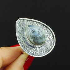 Natural Dendritic Opal Gemstone 925 Sterling Silver Proposal Ring Size-8 US