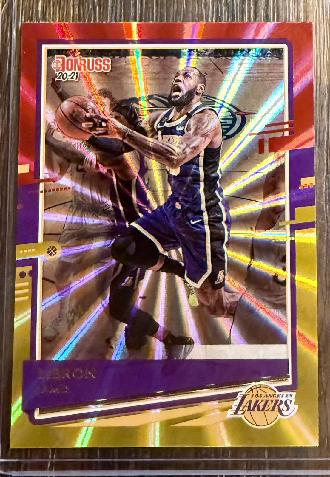 LeBron James 2020-21 Donruss Basketball Tmall Asia Red & Gold Laser #12 Lakers