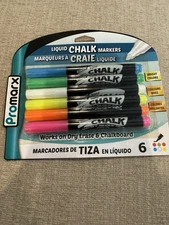 Liquid Chalk Markers 6 Bright Colors Dry Erase & Chalkboard New Sealed