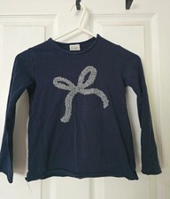 Zara Girls Navy Blue With Silver Bow Decal Long Sleeved Top 5 - 6 Years