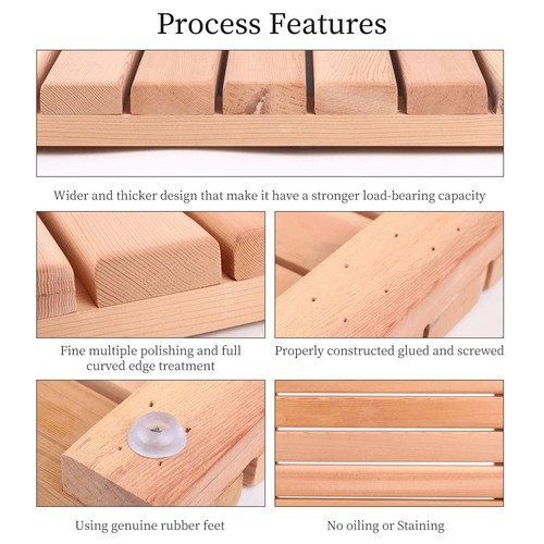 Cedar Wood Shower Mat Cedar Wooden Bath Mats Wood Bath Mat 23.6 — 15.7 In Shower - Picture 4 of 6