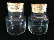 2 Small Glass Jars w/Cork Lids