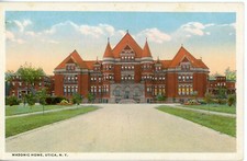 Vintage Postcard Utica, NY Masonic Home White Border Litho Unposted Made in USA