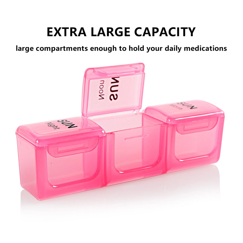 7 Day Pill Box Organizer Weekly Medicine Storage Container Travel Case Portable - Image 3 of 4