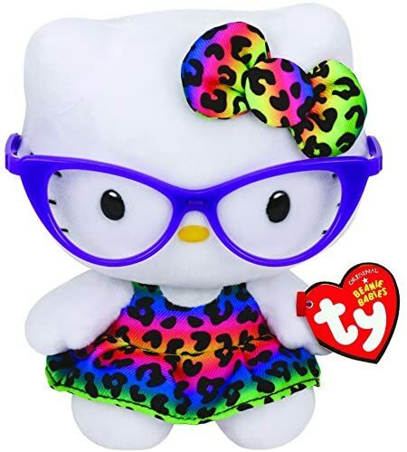 Ty Beanie Hello Kitty Fashionista purple glasses Leopard Print Dress 6" 15cm New - Picture 1 of 1