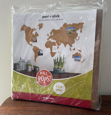 Nuevo en Paquete Wall Pops World Corcho Mapa Peeling Stick Hogar Escuela Viaje Corcho Tablero