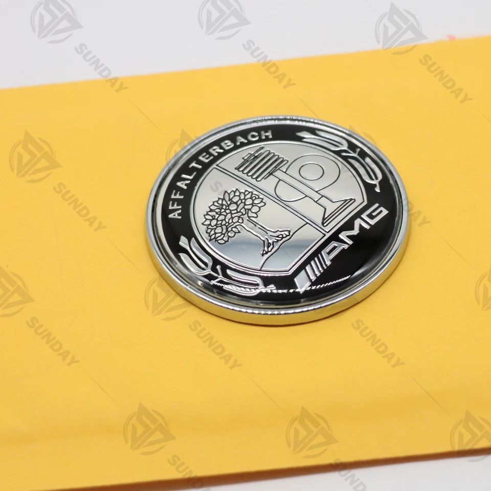 Affalterbach Front Hood 3D Apple Tree Badge For AMG Emblem CHROME BLACK Sticker Foto 3 de 4