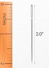 5  Sewing Needles, 2 Inch Large Eye Heavy Duty Big Eye Embroidery Needle. USA
