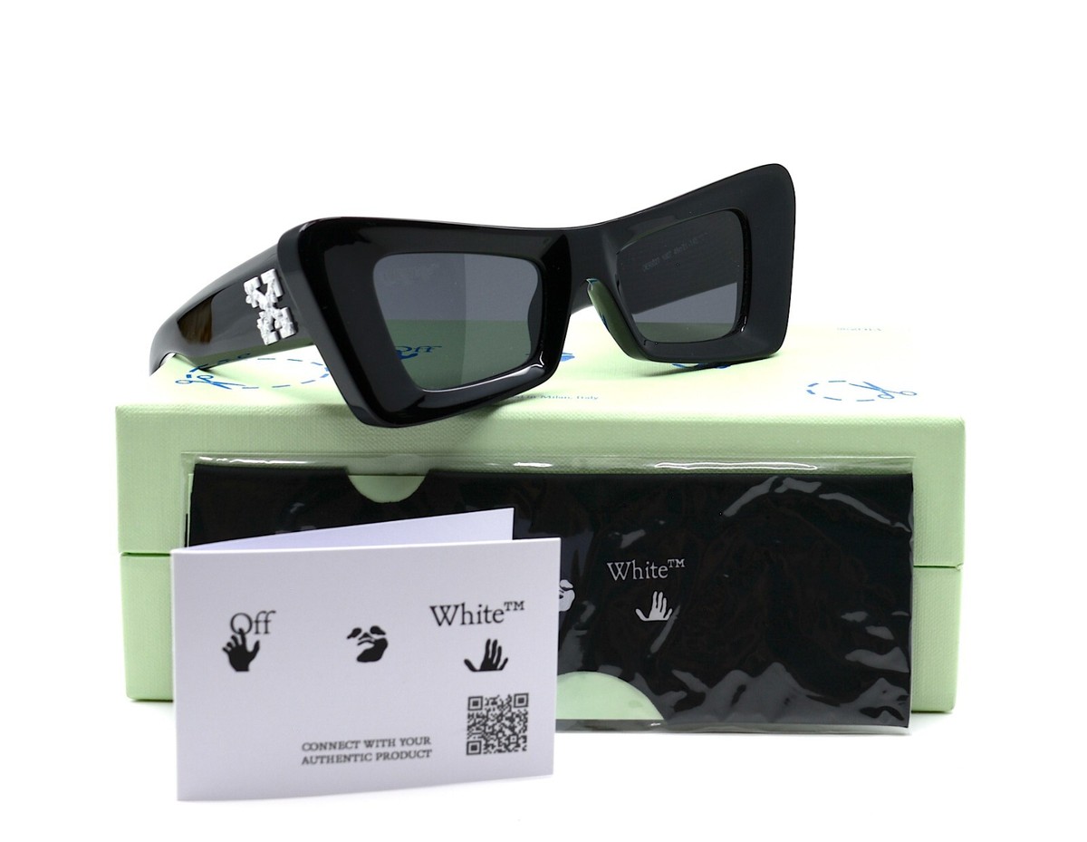 NEW! OFF-WHITE ACCRA OER1027 1007 BLACK GREY AUTHENTIC SUNGLASSES Off-White Virigil L Sunglasses 1007 Black - eye-oo.com main image 2