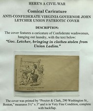 1860s CIVIL WAR CONFEDERATE VA GOVERNOR LETCHER UNION SUPPORT PATRIOTIC COVER!