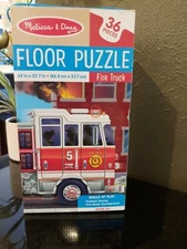 Melissa & Doug Fire Truck Floor Puzzle, 36 Pieces, NEW 34in X 22.7in, Ages 3+