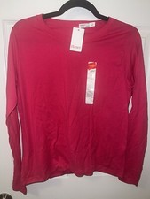 Hanes Women's Long Sleeve Crewneck T-Shirt 100 Cotton Tee Sizzling Pink SMALL