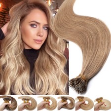 Straight Nano Ring 100 Human Remy Hair Extensions Nano Loop Beads I Tip Colors