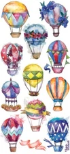 Violette Stickers Watercolor Hot Air Balloons Scrapbook Craft Planner Supply