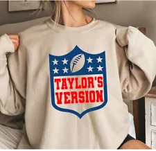 NFL Taylor Swift TAYLORS VERSION FOOTBALL SWEATSHIRT PULLOVER Beige Logo Size M