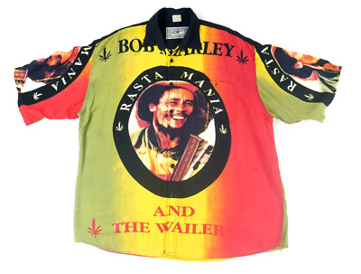 Bob Marley & the Wailers Rasta Mania Aloha Shirt by Amanda Raisa Mens XXL ****