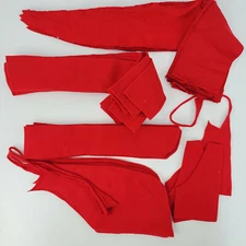 Lot of Pre Cut into Strips & Shapes Red Plush Fleece Fabric Christmas Crafting