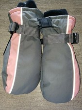 girls size 4 to 7 GRAY BLACK PINK WINTER MITTENS GLOVES ALL IN MOTION fleece lin
