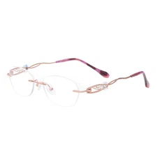 Women's Pure Titanium Rimless Reading Glasses UV Coating Lens Reader +0.0 ~+5.00
