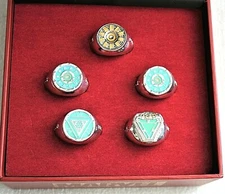Marvel Comics Stark Ind Iron Man 5 Glow Arc Reactor Adj Ring Box Set New NOS