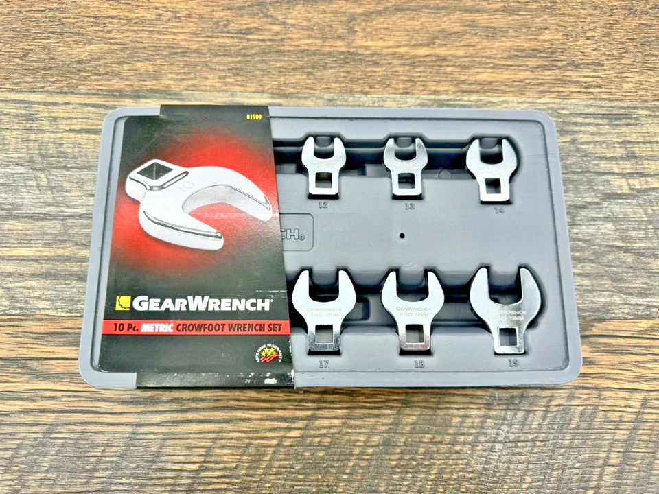 Juego de llaves de gallo de extremo abierto de 9 piezas GEARWRENCH 81909, 10 a 19 mm - falta 16 mm Foto 2 de 3