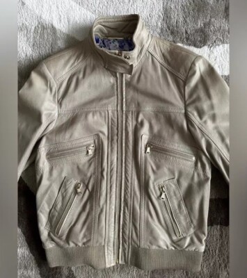 D&G by Dolce and Gabbana Taupe Genuine Leather Jacket AUTHENTIC US