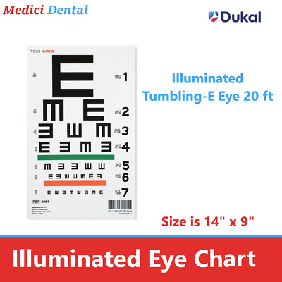 DUKAL TECH-MED EYE CHARTS Illuminated Illiterate Eye Test Chart 20 ft,  Plastic