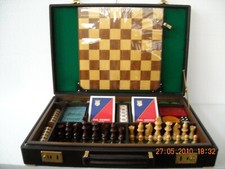 VALIGETTA PELLE SCACCHIERA,CARTE,FICHES E DADI DAL NEGRO ANNI '80