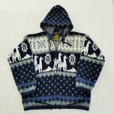 Tejidos Ruminahui Blue White Alpaca Hoodie Zip Sweater Jacket Unisex Kids 6