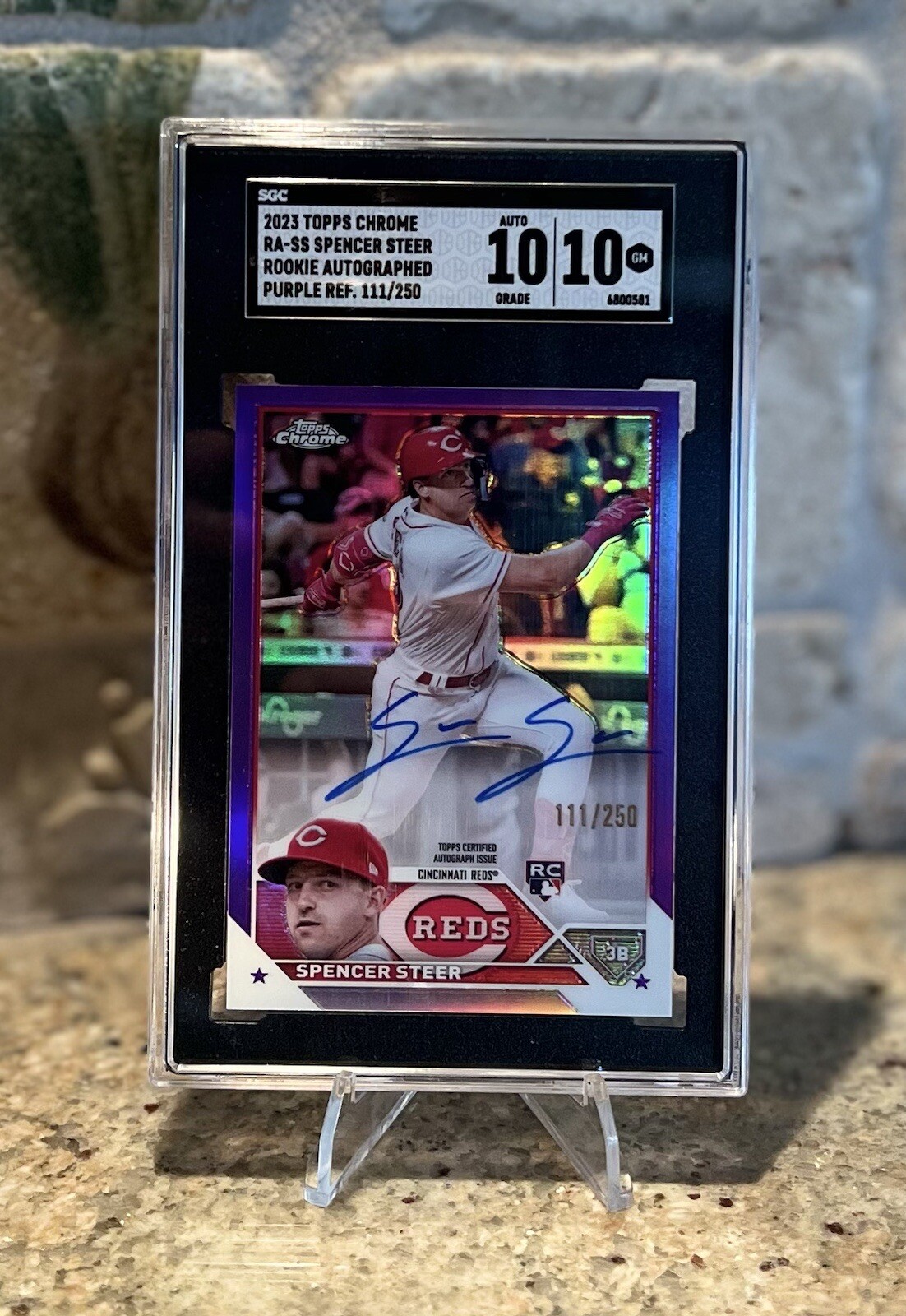 2023 Topps Chrome RA-SS Spencer Steer RC Auto Purple Refractor /250 SGC 10