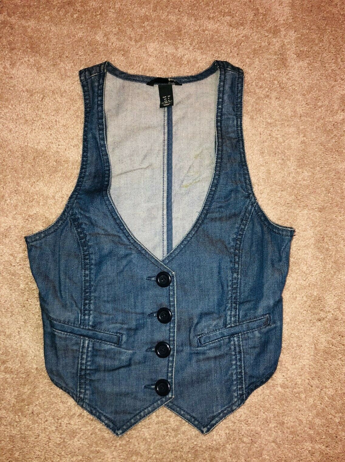 H\u0026M Women's Sleeveless Denim Vest Size 